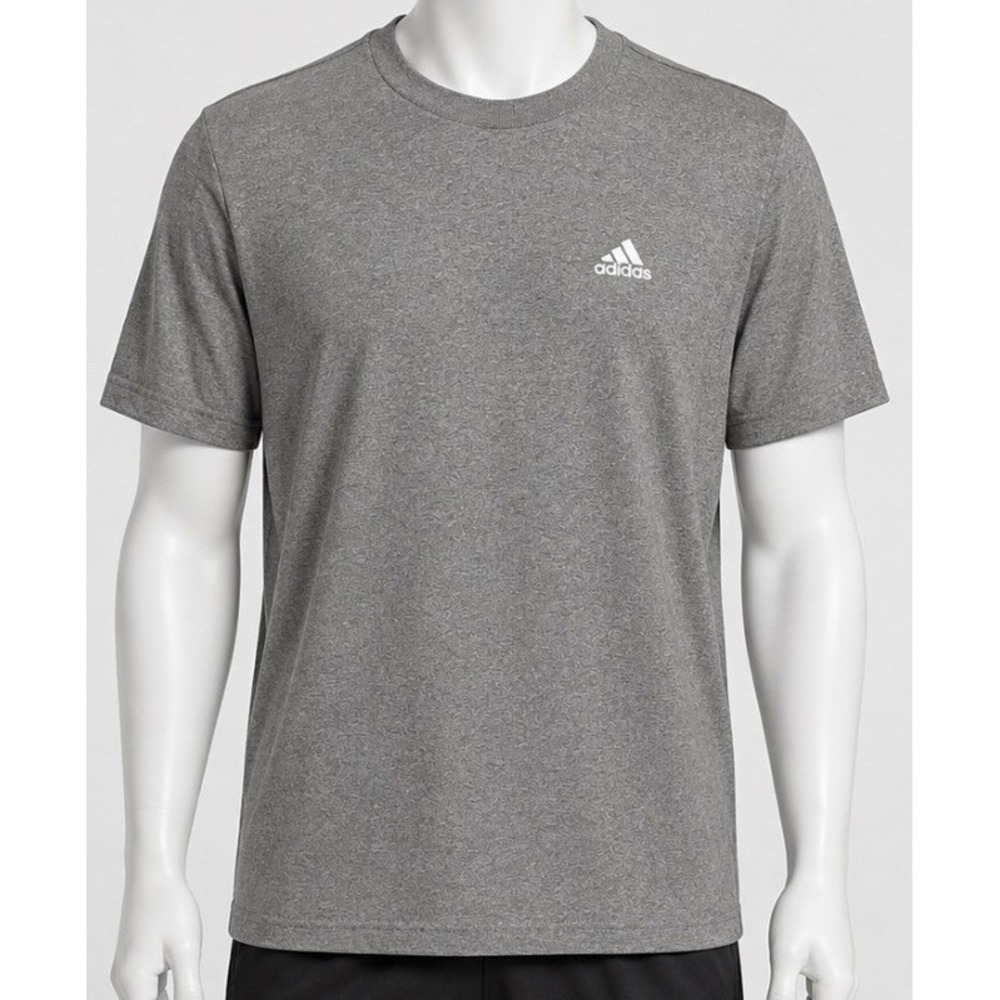 adidas Men's Gray Crew Neck Short Sleeve Polyester Logo Activewear T-Shirt L